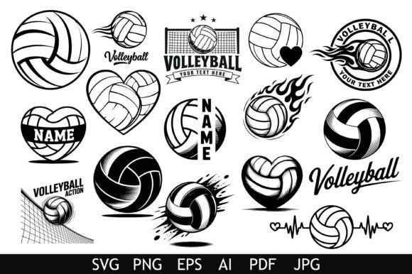 Bold Volleyball Graphic Elements: Dynamic Design Assets