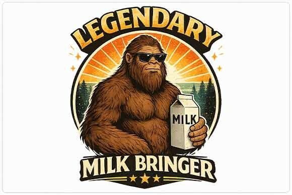 Funny Bigfoot Milk Bringer Graphic PNG: A Designer’s Take