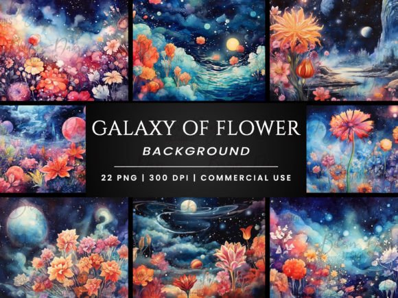 Galaxy of Flowers Background Graphic Bun