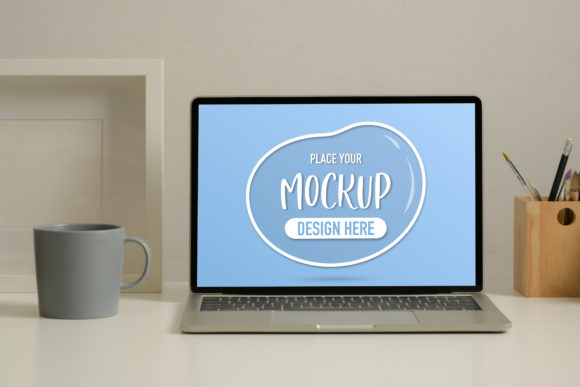 Mock Up Laptop with Graphic Screen: Showcase Your Designs