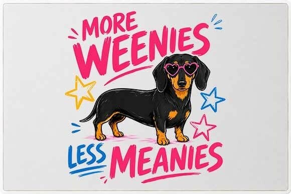 More Weenies Less Meanies: A Playful Dachshund Graphic for Dog Lovers