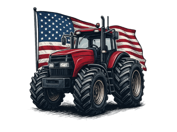 Patriotic Tractor Farm Life Graphic Png: A Design Asset