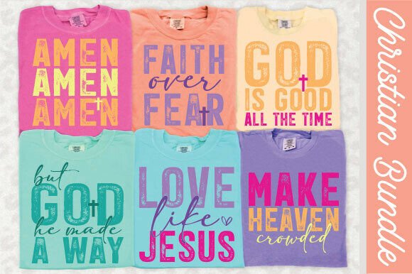 Vibrant Faith: Christian PNG Bundle in Neon Colors