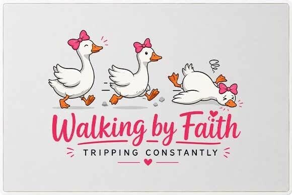 Walking by Faith Goose Graphic PNG: A Lighthearted Design Asset